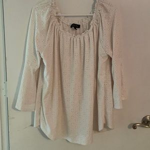 Melissa Page White Eyelet Too with bell sleeves